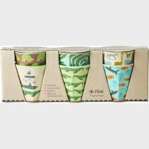 Rice - Melamine Cups With Wildlife Print - Mint - Small
