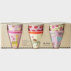 Rice - Melamine Cups With Wildlife Prints - Pink - Small