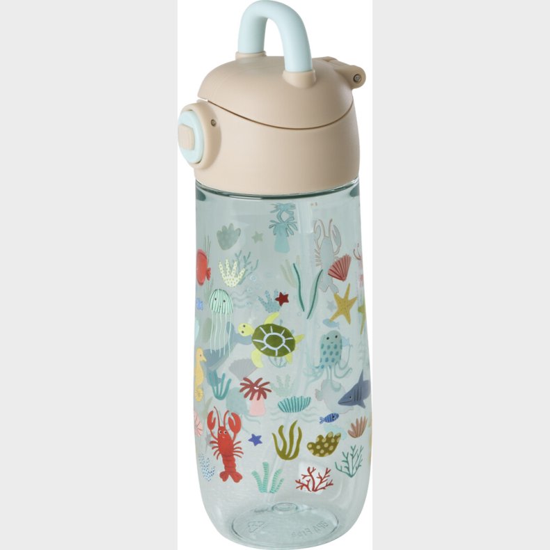 Rice - Plastic Kids Drinking Bottle With Blue Ocean Print - Blue - 550 Ml