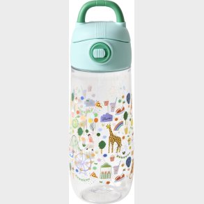 Rice - Plastic Kids Drinking Bottle With Fun Fair Print - Mint - 550 Ml