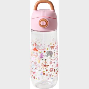 Rice - Plastic Kids Drinking Bottle With Fun Fair Print - Pink - 550 Ml