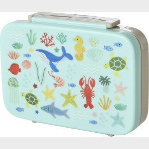 Rice - Plastic Lunchbox With 6 Rooms - Blue Ocean Print - Blue
