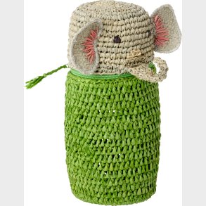 Rice - Raffia Crocheted Pencil Case/purse - Elephant Shape - Green