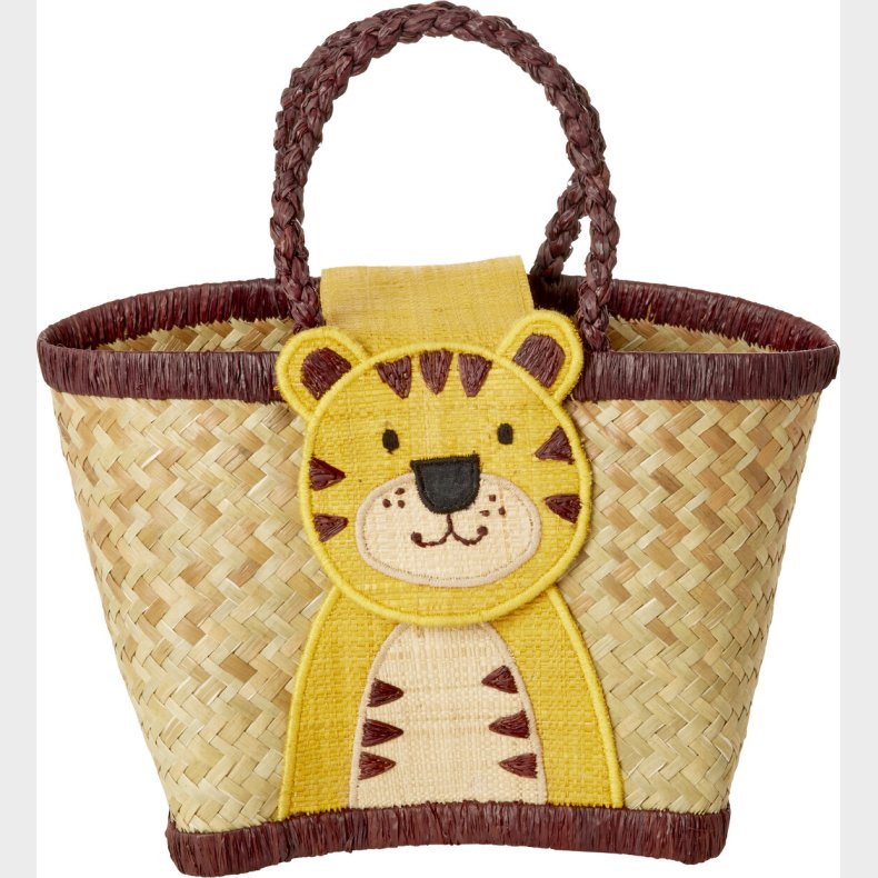 Rice - Raffia Kids Bag With Tiger Closing - (kibag-tig)