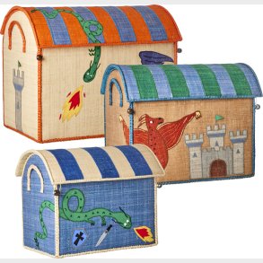 Rice - Raffia Toy Baskets - Dragon Theme - Set Of 3