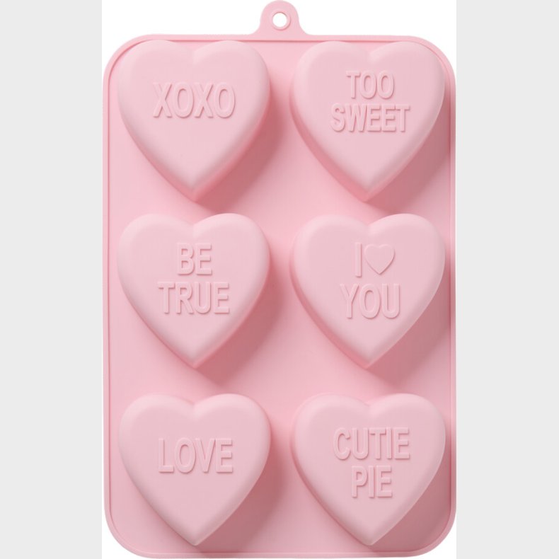 Rice - Silicone Baking Form With 6 Hearts - Soft Pink