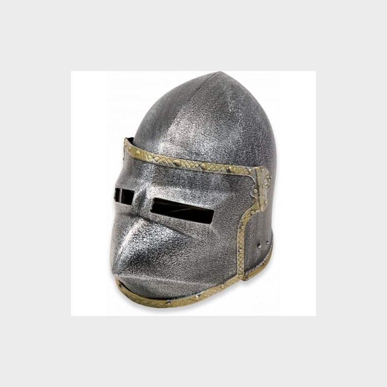 Ridderhjelm med klapvisir slv/guld, plast