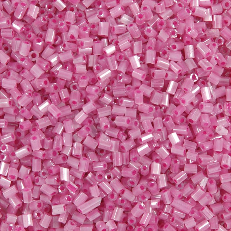 Rocaiperler - Glasperler - 2-cut  1,7 Mm Hul 0,5 Mm - Rosa - 25 G