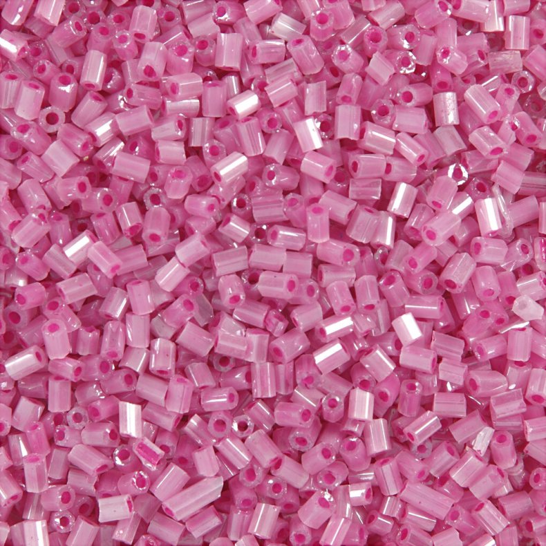 Rocaiperler - Glasperler - 2-cut  1,7 Mm Hul 0,5 Mm - Rosa - 500 G