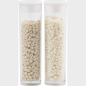 Rocaiperler - Glasperler -  1,7 Mm Hul 0,5-0,8 Mm - Beige+perlemor - 2x7 G