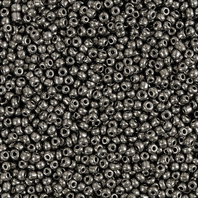 Rocaiperler - Glasperler -  1,7 Mm Hul 0,5-0,8 Mm - Gr Metal - 25 G