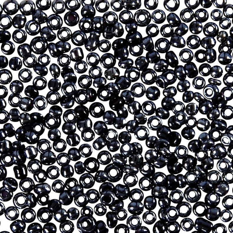 Rocaiperler - Glasperler -  1,7 Mm Hul 0,5-0,8 Mm - Mrk Gr - 25 G