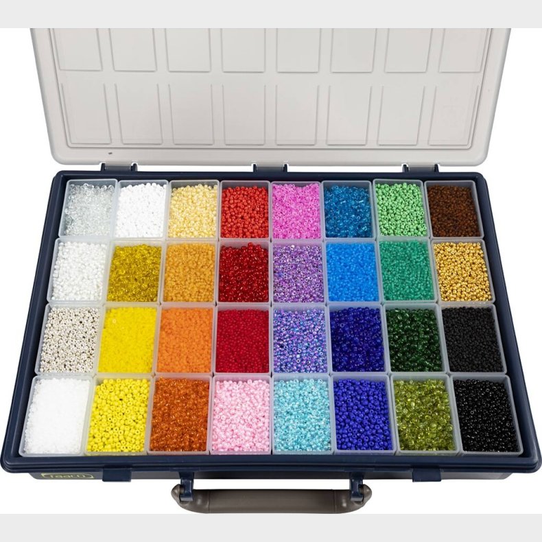 Rocaiperler - Glasperler -  1,7+3+4 Mm Hul 0,5-1,2 Mm - Farve Kan Variere - 32x100 G