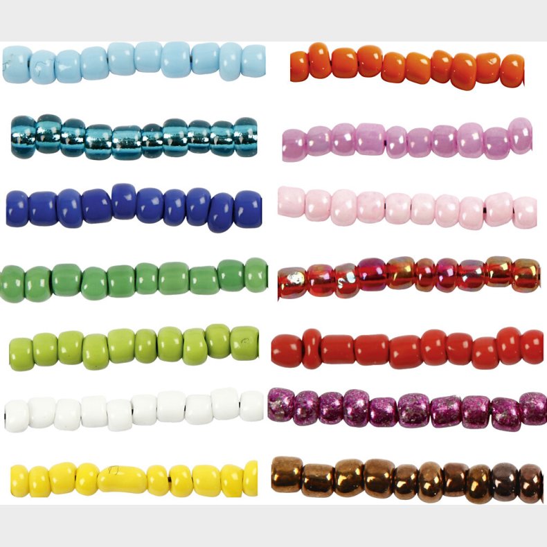 Rocaiperler - Glasperler -  3 Mm Hul 0,6-1,0 Mm - Flere Farver - 14x25 G