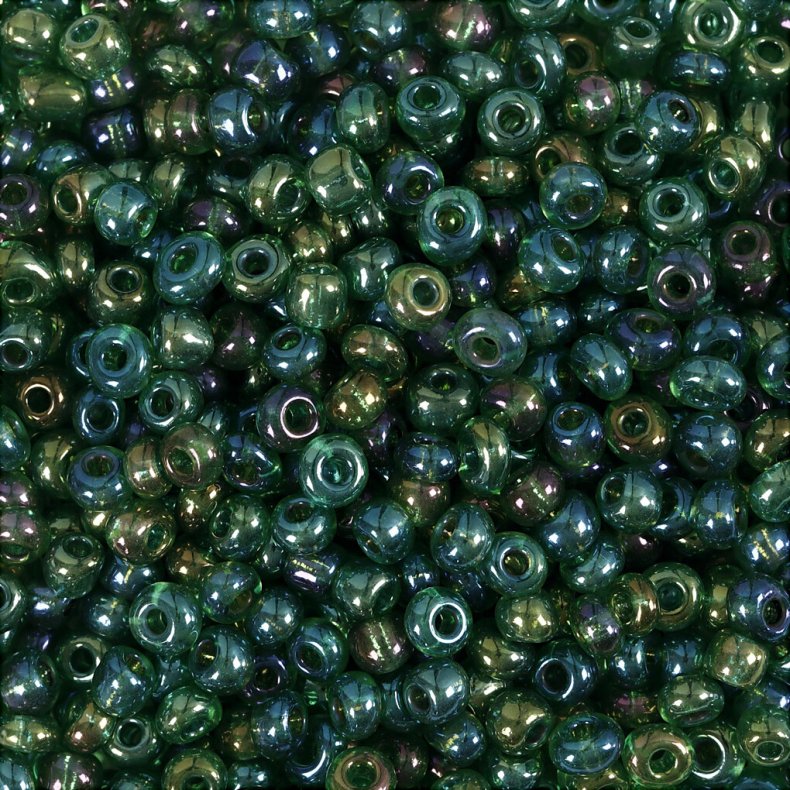Rocaiperler - Glasperler -  3 Mm Hul 0,6-1,0 Mm - Grn Olie - 25 G
