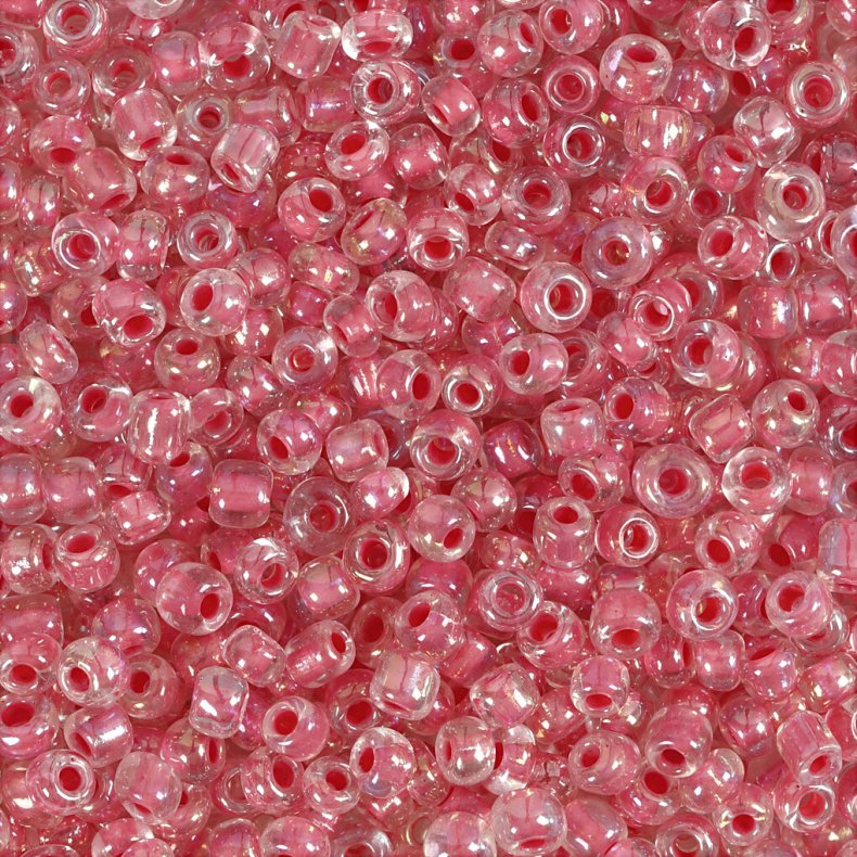 Rocaiperler - Glasperler -  3 Mm Hul 0,6-1,0 Mm - Pink Kerne - 25 G