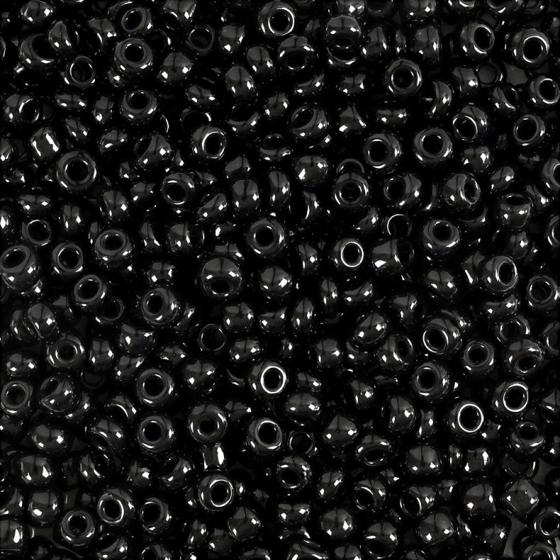 Rocaiperler - Glasperler -  3 Mm Hul 0,6-1,0 Mm - Sort - 500 G