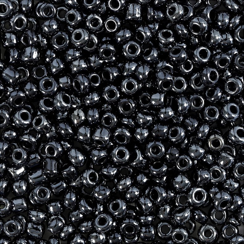 Rocaiperler - Glasperler -  3 Mm Hul 0,6-1,0 Mm - Sort Metallic - 25 G