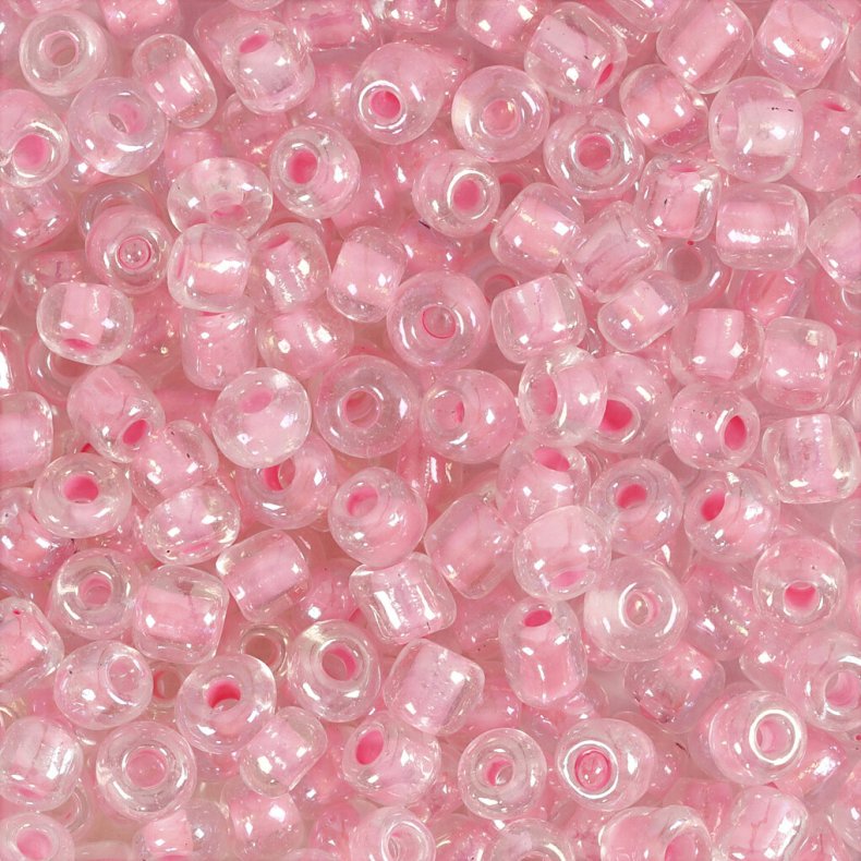 Rocaiperler - Glasperler -  4 Mm Hul 0,9-1,2 Mm - Rosa Kerne - 25 G