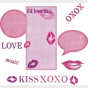 Roommates Decor - Wallstickers - Kisses Whiteboard - Pink