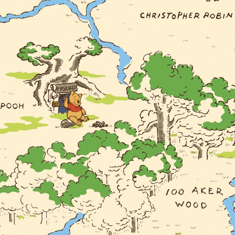 Roommates Decor - Wallstickers - Peter Plys Og 100 Meter Skoven Kort