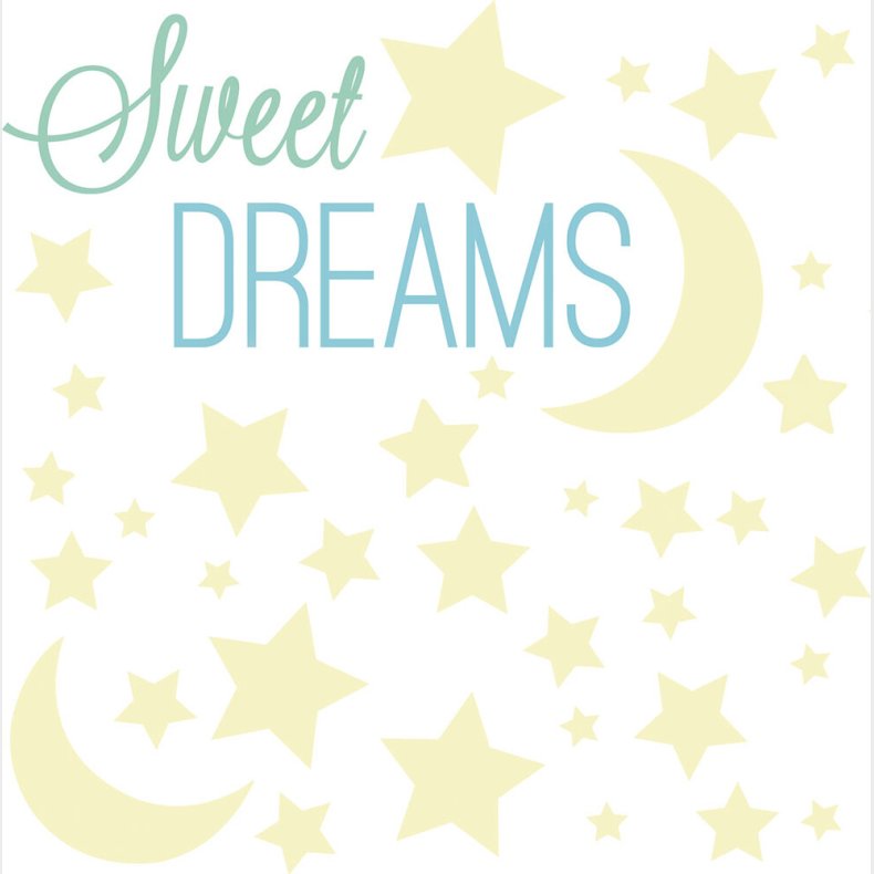 Roommates Decor - Wallstickers - Sweet Dreams- Lyser I Mrke