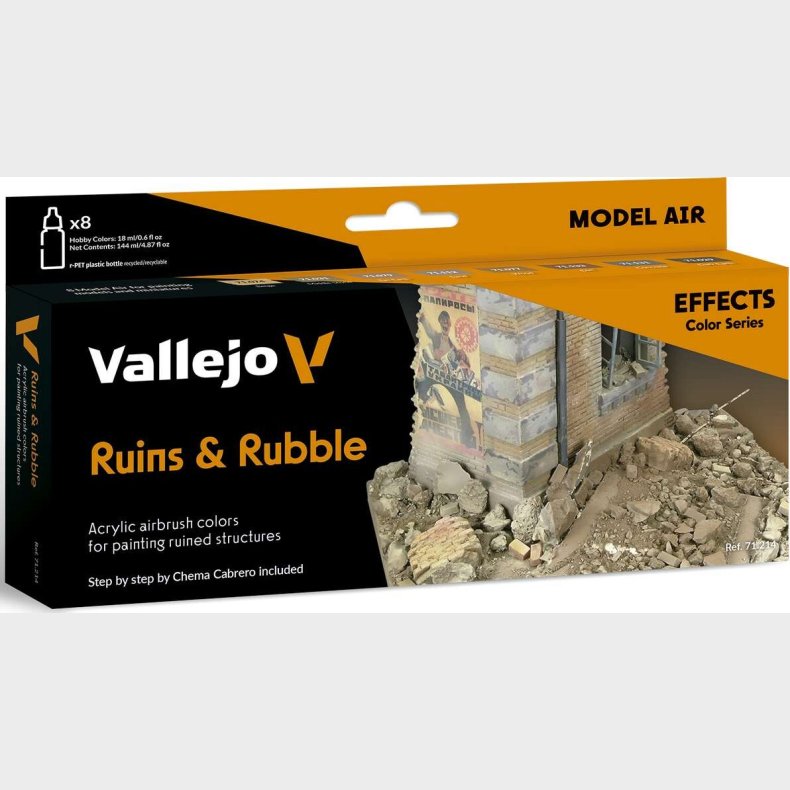 Vallejo - Effects Maling S�t - Ruins & Rubble - 8x17 Ml
