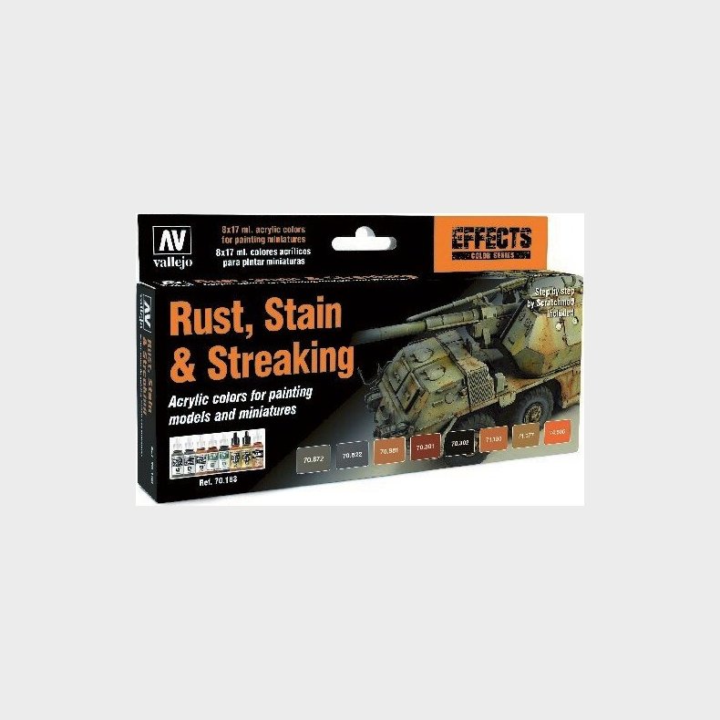 Vallejo - Model Color Maling S�t - Rust, Stain & Streaking - 8x17 Ml
