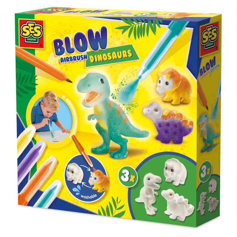 SES Creative | Pustetusser - Dekorr dinosaurer, 4 stk