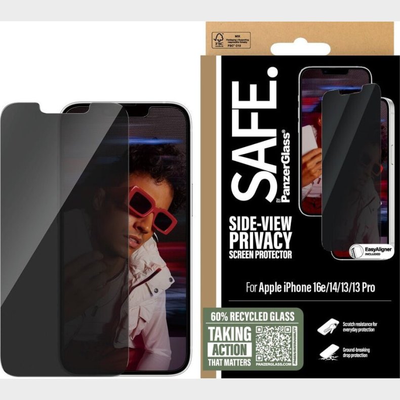 Safe. By Panzerglass - Privacy Screen Protection - Iphone 16e - 14 - 13 - 13 Pro - Ultra-wide Fit
