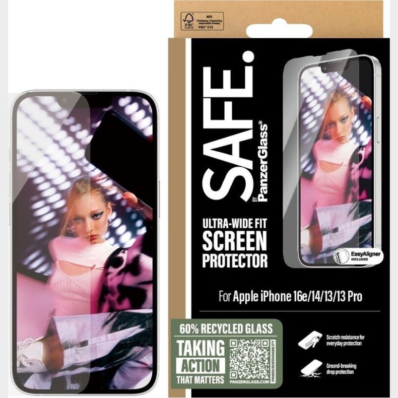Safe. By Panzerglass - Screen Protection - Iphone 16e - 14 - 13 - 13 Pro - Ultra-wide Fit