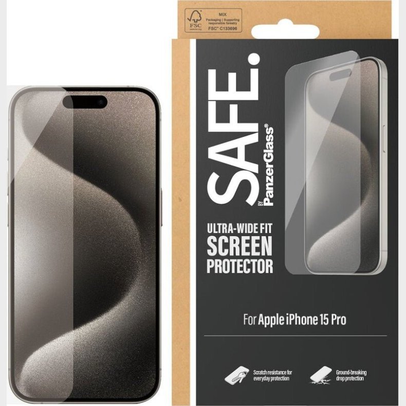 Safe By Panzerglass - Skrmbeskyttelse - Iphone 15 Pro - Ultra-wide Fit