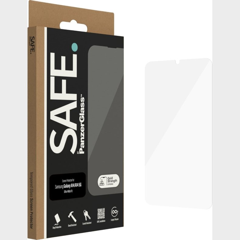 Safe By Panzerglass - Skrmbeskyttelse - Samsung Galaxy A14. A14 5g - Ultra-wide Fit