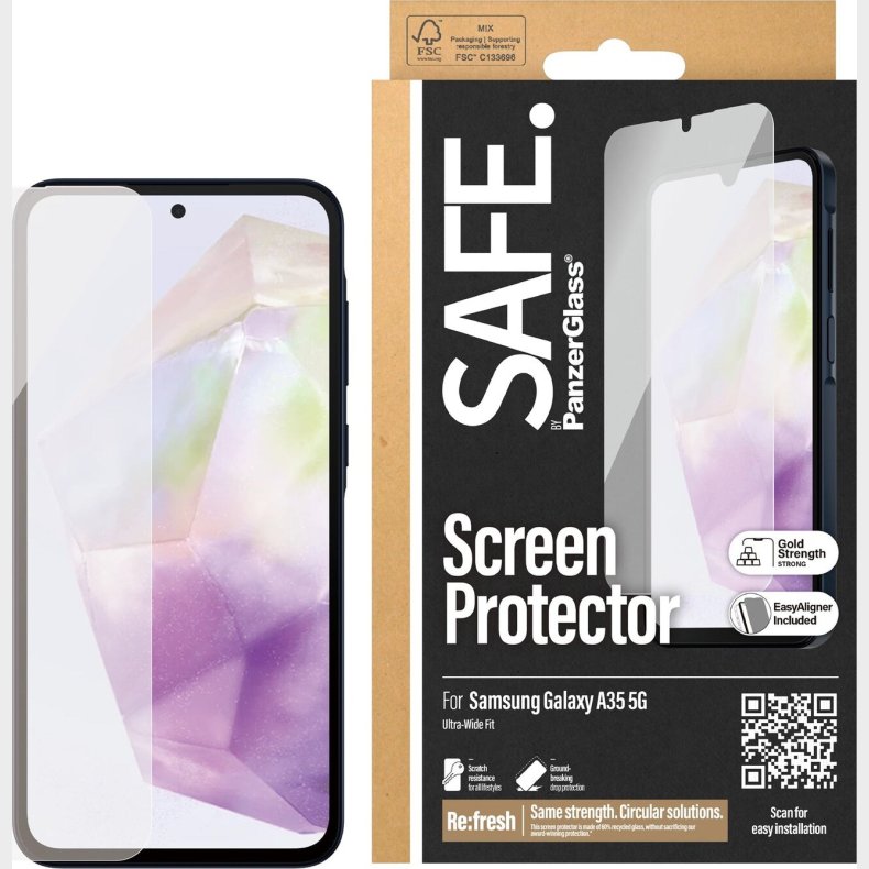Safe By Panzerglass -  Skrmbeskyttelse - Samsung Galaxy A35 5g - Ultra-wide Fit
