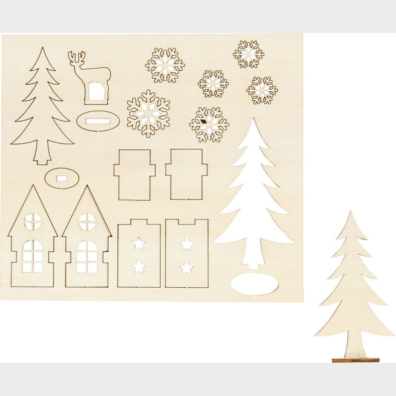 Saml-selv Trfigur - Hus,tr - Hjort - L 15,5 Cm - B 17 Cm