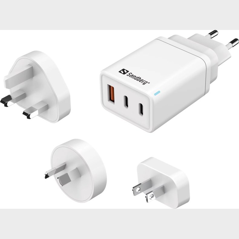 Sandberg - 3-i-1 Rejseoplader Usb-c/a 65w