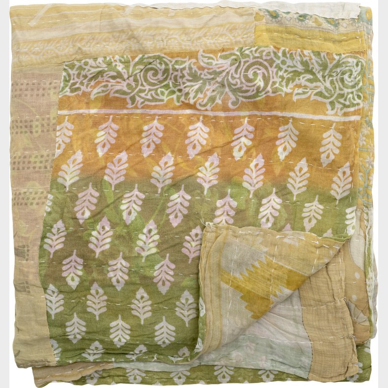 Bloomingville - Sari Quilt Tppe - Gul - Genanvendt Bomuld - 150x130 Cm