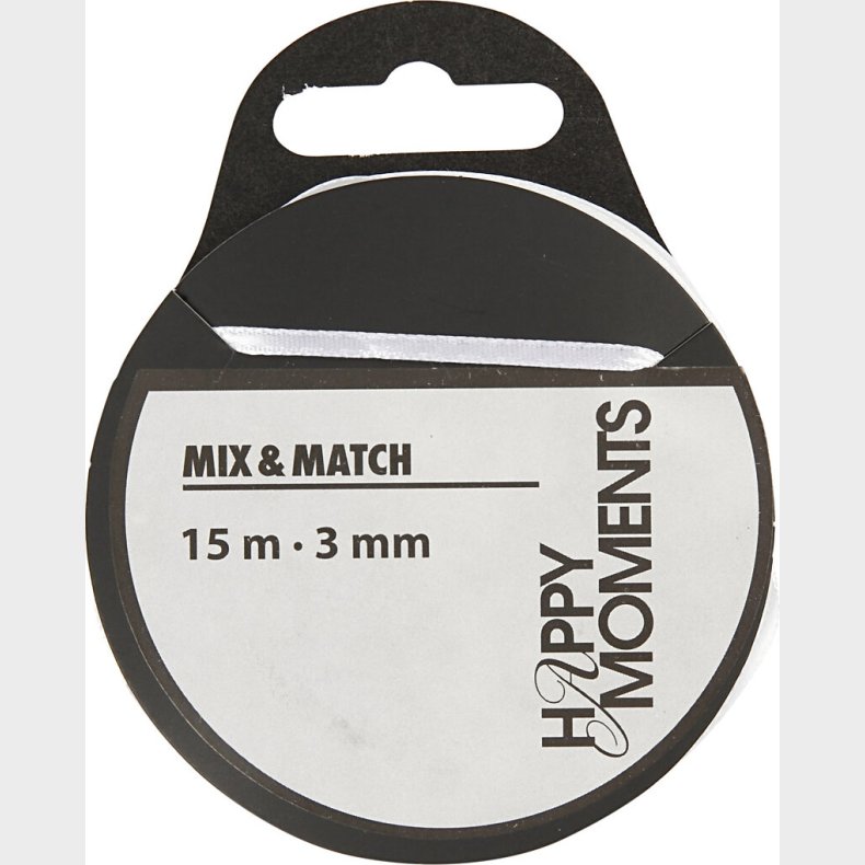 Satinbnd - B 3 Mm - Hvid - 15 M