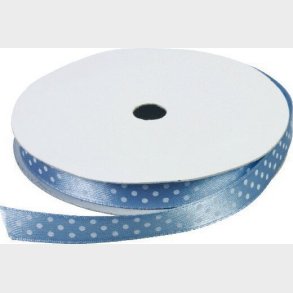 Satinbnd - B 9 Mm - Lysebl Med Prikker - 9 M