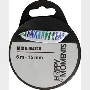 Satinbnd Med Print - B 15 Mm - Lysebl - 6 M