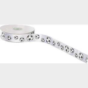 Satinbnd Med Fodbolde - 25 Mm - 20 Meter - Grn