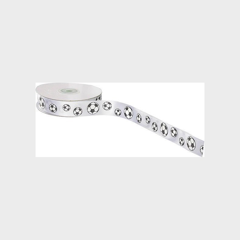 Satinbnd Med Fodbolde - 25 Mm - 20 Meter - Grn