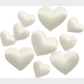 Satinhjerter - Str. 10+20 Mm - Tykkelse 1-2 Mm - Rhvid - 70 Stk.