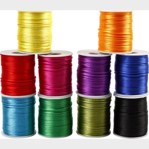 Satinsnor - Tykkelse 2 Mm - Strke Farver - 10x50 M