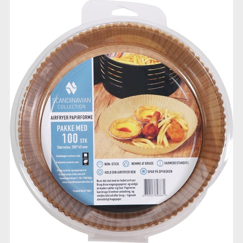 Scandinavian Collection - Airfryer Papirforme - Rund - 100 Stk