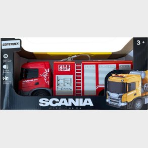 Scania Brandbil M/sprjte ,lys & Lyd, 28x10x15,5cm - Contruck