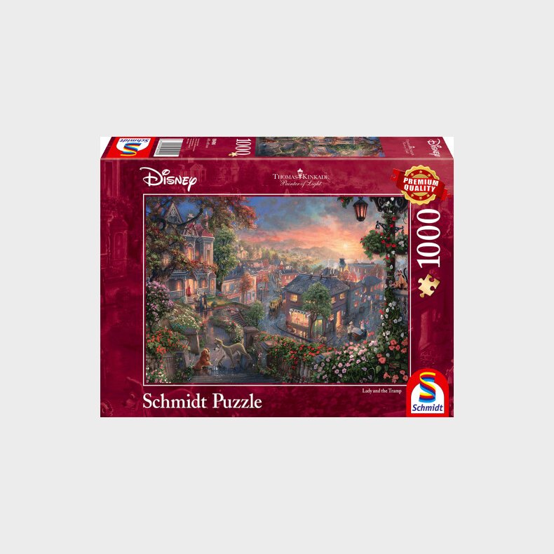 Disney Puslespil - Thomas Kinkade - Lady Og Vagabonden - 1000 Brikker - Schmidt