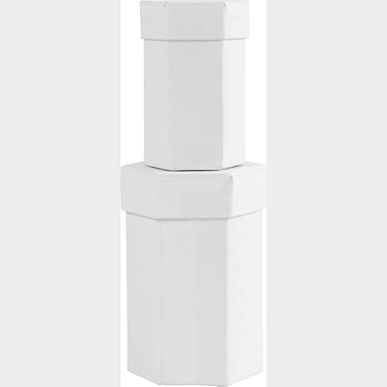 Sekskantede sker - H 7+9 Cm - Str. 4,5+6 Cm - Hvid - 2 Stk.