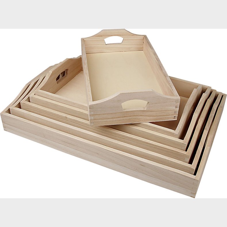 Serveringsbakker - H 5 Cm - L 29+32+35+38+41+44 Cm - B 16,5+19+22+25+27+30 Cm - 6 Stk.