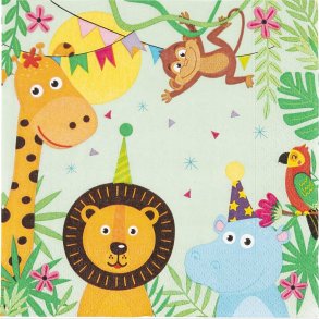 Servietter - Fest Hos Dyrene - Str. 33x33 Cm - 20stk.